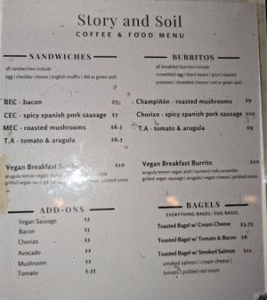 Plentiful vegan options! at Story and Soil Coffee in Hartford