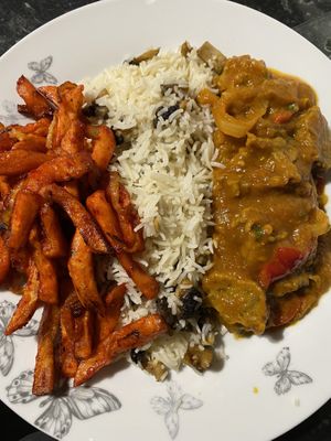 Nepalese Chips, Mushroom Rice, Vegan Lamb Jalfrezi   at Parkfield Central in Wolverhampton