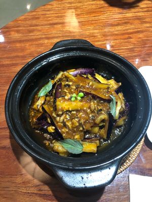 Eggplant with basil at Su Ming Xiang in Qingdao