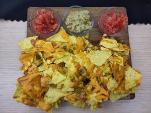 Vegan BBQ Nachos with Jalapenos at Smokey Mountain Bar & Grill in Bansko