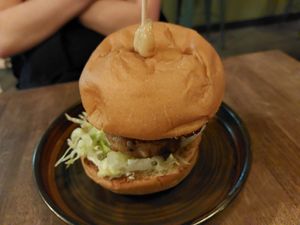 Haggis burger at The Glad Cafe in Glasgow
