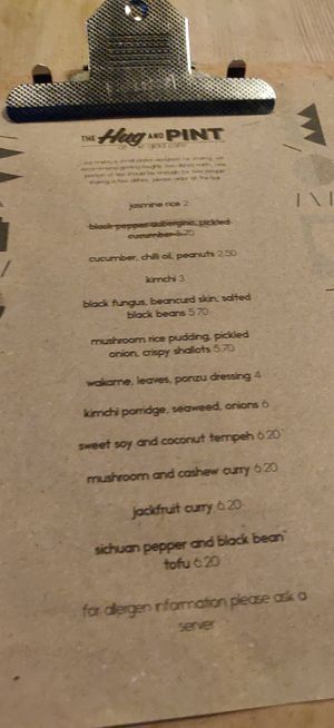 Hug  &  pint evening menu at glad cafe at The Glad Cafe in Glasgow