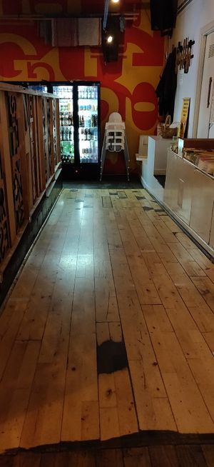 The beer fridge at The Glad Cafe in Glasgow