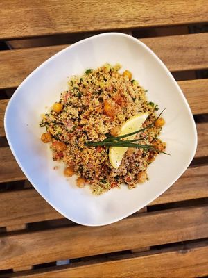 COUSCOUS SALAD SOOOOO GOOD at Falafel Sababa in Osaka