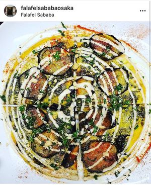 Eggplant piza at Falafel Sababa in Osaka