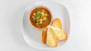 Middle East vegetable soup  at Falafel Sababa in Osaka