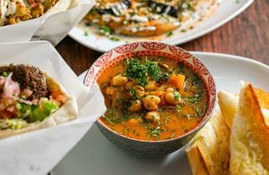 Mix dishes of falafel Sababa  at Falafel Sababa in Osaka