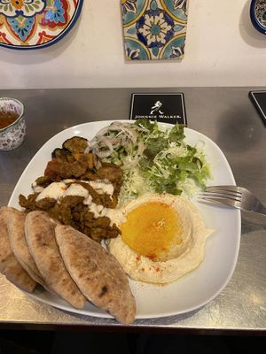 vegan kebab plate  at Falafel Sababa in Osaka