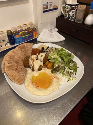 vegan falafel plate  at Falafel Sababa in Osaka