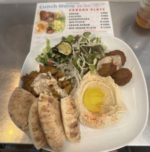 Mix vegan plate  at Falafel Sababa in Osaka