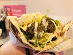 Falafel pita at Falafel Sababa in Osaka