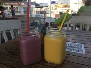 Tenerife soya milk shake and Energizing juice at Mundo's in Tenerife