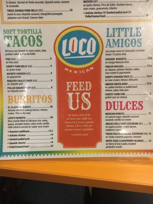 Menu2 at Loco in Victor Harbor