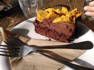 Chocolate and honeycomb cake (October 2021) at Pear Kitchen in Cowbridge