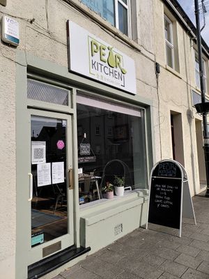 Outside the café on a sunny day (October 2021) at Pear Kitchen in Cowbridge
