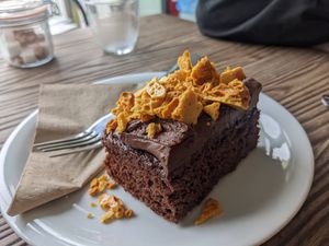 Choc honeycomb cake at Pear Kitchen in Cowbridge