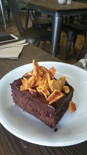Chocolate and honeycomb cake at Pear Kitchen in Cowbridge