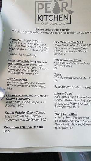 Nocember 2019 Menu at Pear Kitchen in Cowbridge