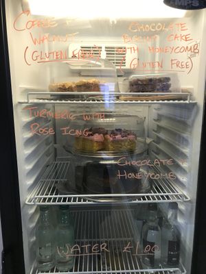 Cake display  at Pear Kitchen in Cowbridge