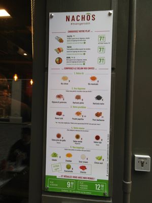 Menu at Nachos Mexican Grill - Vieux Marché in Rouen