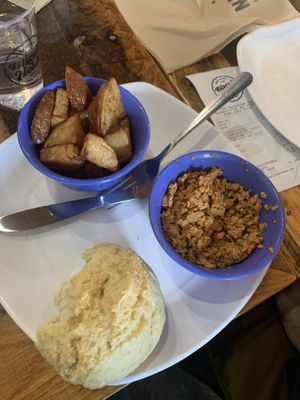Biscuits, potato, vegan chorizo at Biscuit Head - Haywood in Asheville