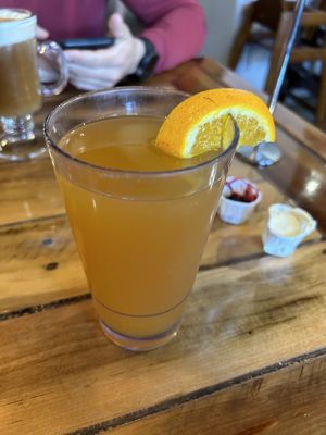 Cold pressed apple cider mimosa  at Biscuit Head in Greenville