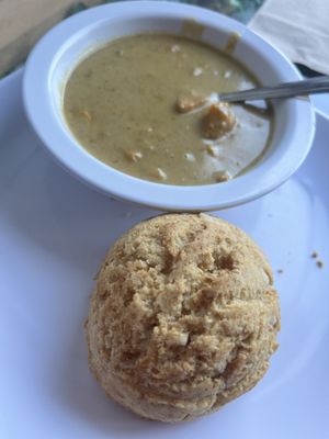 Vegan (GF) Biscuit with Sweet Potato Coconut Gravy (delicious gravy)  at Biscuit Head in Greenville