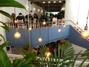 View from the second floor at De/Raiz Cocina Café - Calle 106 in Bogota