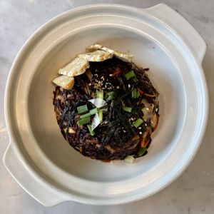 Sauté kimchi riceberry with roasted tempeh  at Tonklar Facai - Chula in Bangkok