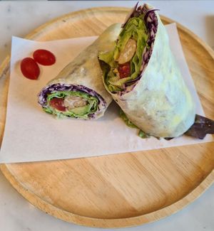Avocado and tempeh wrap at Tonklar Facai - Chula in Bangkok