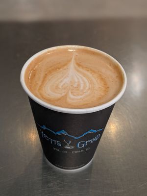 Salted maple latte with oat milk at Yeti's Grind in Vail