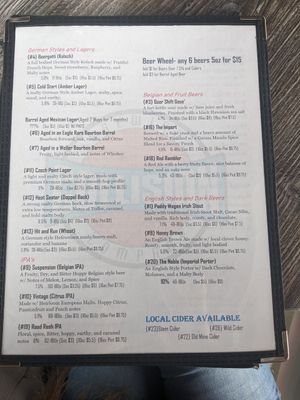 Drink menu at Collision Brewing Company and Restaurant in Longmont