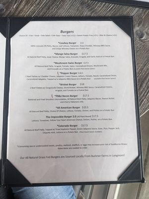 Menu at Collision Brewing Company and Restaurant in Longmont