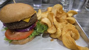 Burger at Collision Brewing Company and Restaurant in Longmont