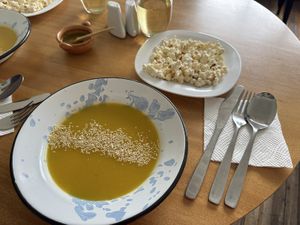 Popcorn & soup? Yes please!  at Kay Pacha in Quito