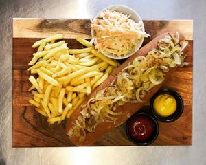 Double Dawg with extras!  at Beare's Pantry in Wadebridge