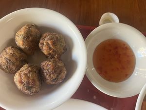 Vegetable rolls with spicy dipping sauce   at Eat 'n Be Well in Batangas