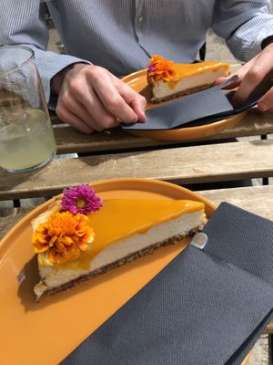 mango cheesecake  at Veganika in Ljubljana