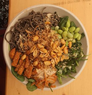 Soba Noodle Bowl at Veganika in Ljubljana