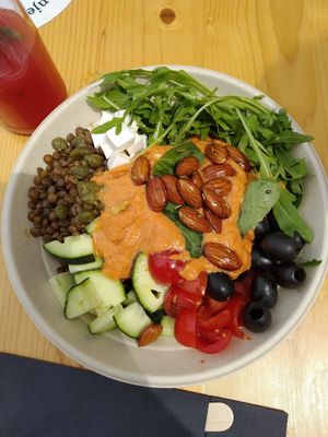 Greek bowl at Veganika in Ljubljana