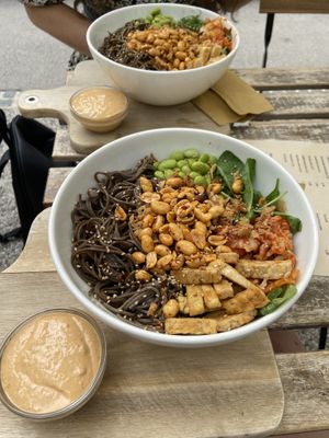 Peanut Soba noodles at Veganika in Ljubljana