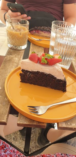 Chocolate Banana Cake at Veganika in Ljubljana