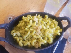 Spinach mac n cheese at Veganika in Ljubljana