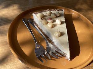 Hasselnut pie ❤️ at Veganika in Ljubljana