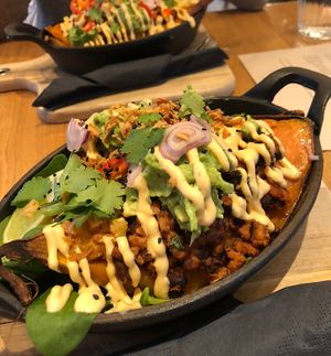 loaded baked sweet potato 😌 at Veganika in Ljubljana