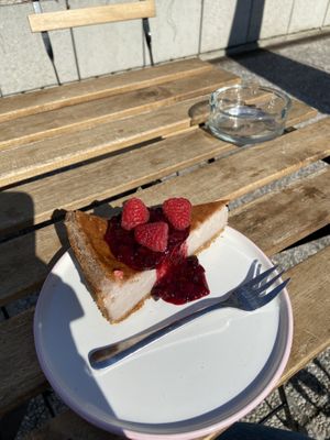 raspberry cheesecake  at Veganika in Ljubljana