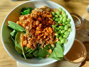 Soba bowl at Veganika in Ljubljana