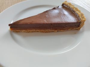 Chocolate tart at Veganika in Ljubljana