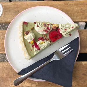 matcha pie  at Veganika in Ljubljana