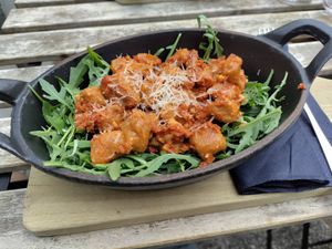 Sweet potato gnocchi at Veganika in Ljubljana